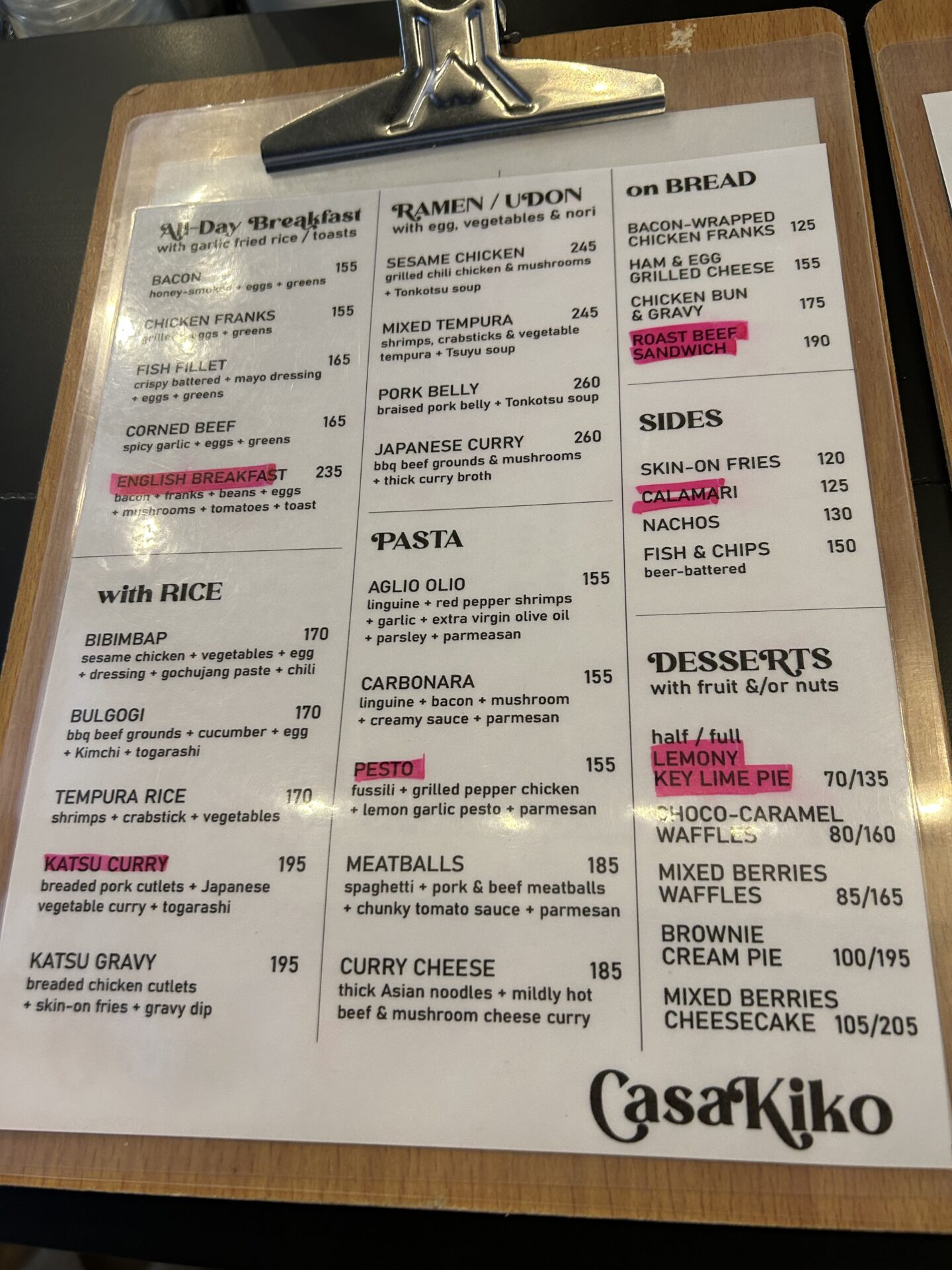 menu of casakiko menu of casakiko