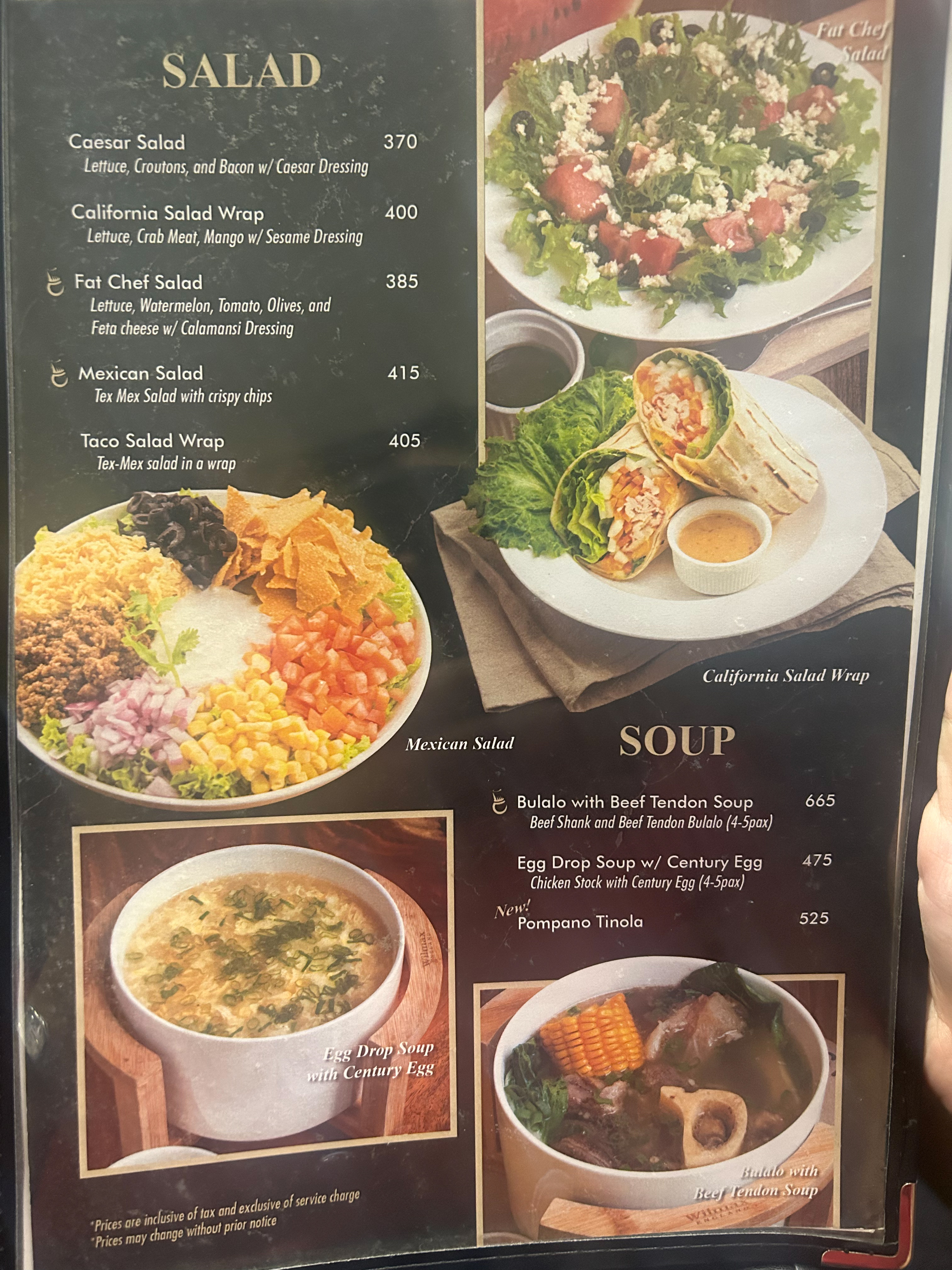 fatchef restaurant menu salad, soup