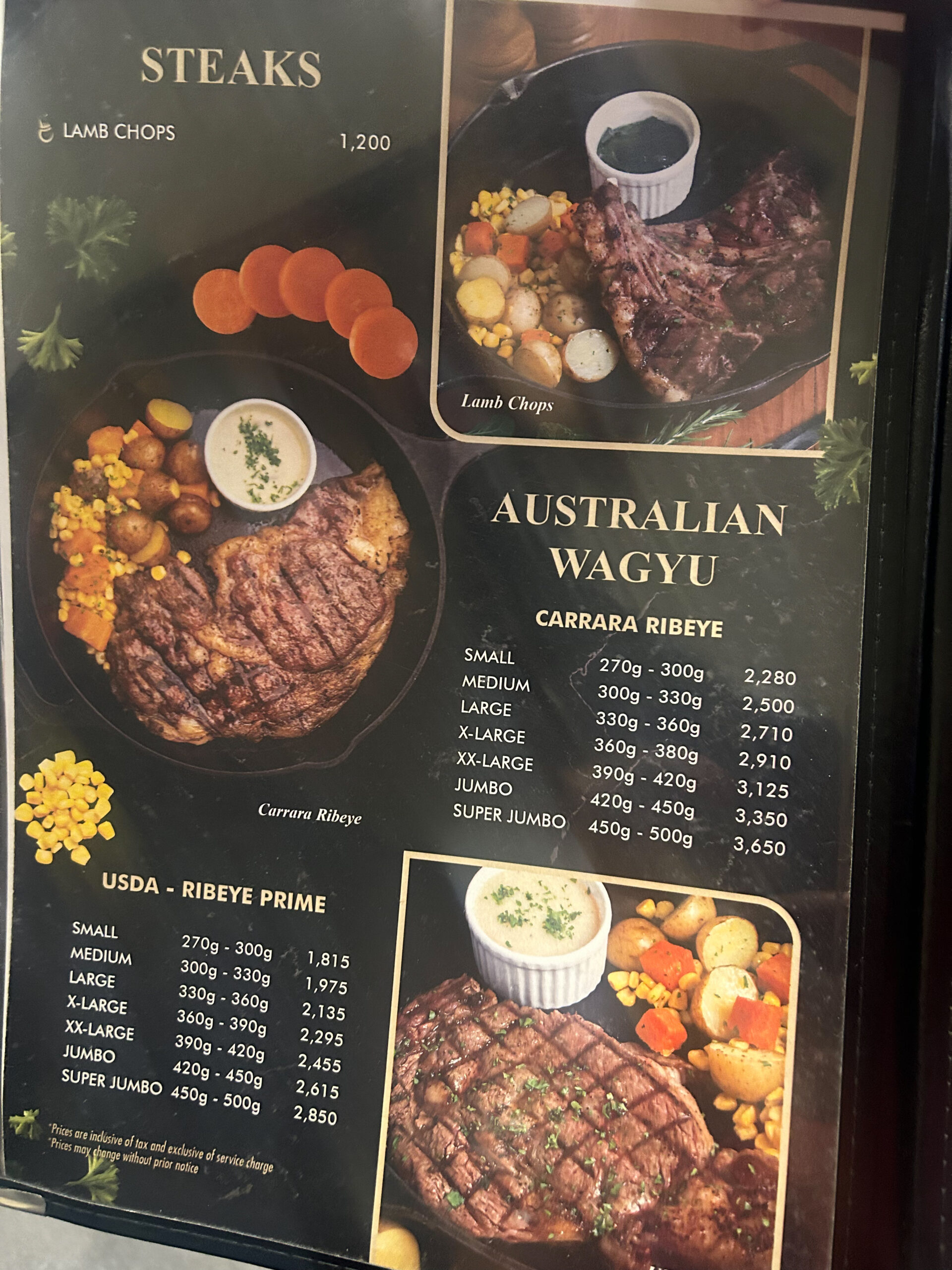 fatchef restaurant menu steakes, australian wagyu